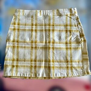 Yellow/White Plaid Gingham Mini Skirt - Y2K Aesthetic
